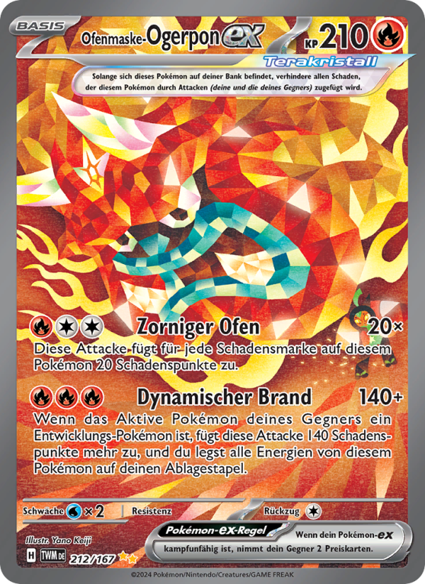 Ofenmaske-Ogerpon-ex 212 — Maskerade im Zwielicht (German Pokémon TCG card)