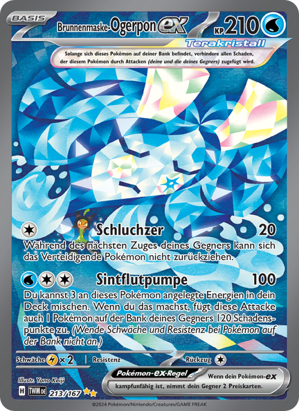 Brunnenmaske-Ogerpon-ex 213 — Maskerade im Zwielicht (German Pokémon TCG card)