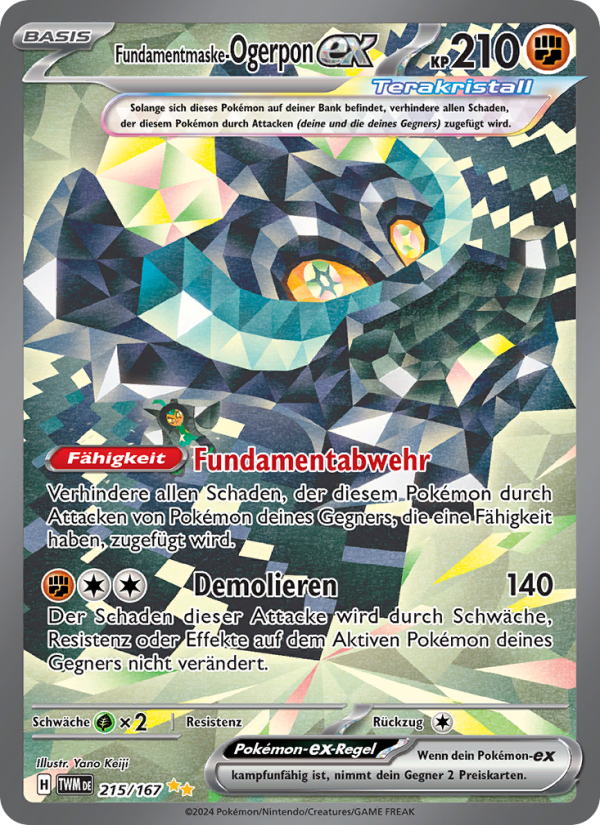 Fundamentmaske-Ogerpon-ex 215 — Maskerade im Zwielicht (German Pokémon TCG card)