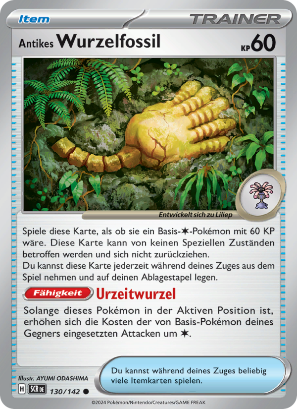 Antikes Wurzelfossil 130 — Stellarkrone (German Pokémon TCG card)