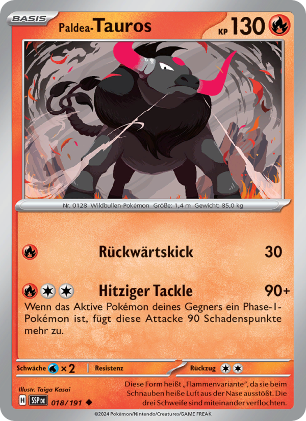 Paldea-Tauros 018 — Stürmische Funken (German Pokémon TCG card)