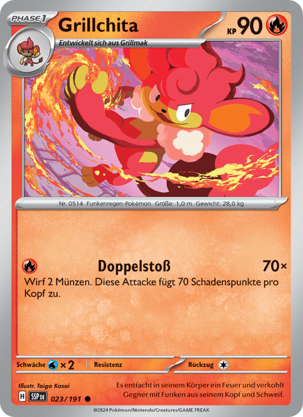 Grillchita 023 — Stürmische Funken (German Pokémon TCG card)