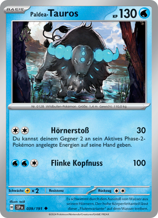 Paldea-Tauros 039 — Stürmische Funken (German Pokémon TCG card)
