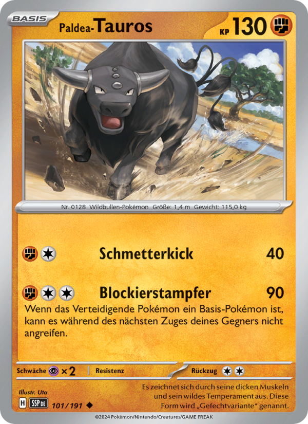 Paldea-Tauros 101 — Stürmische Funken (German Pokémon TCG card)