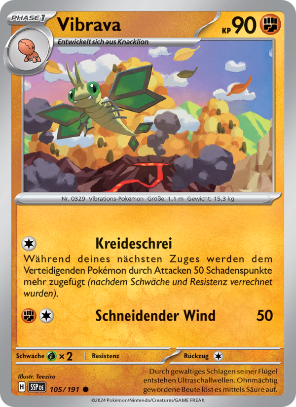 Vibrava 105 — Stürmische Funken (German Pokémon TCG card)
