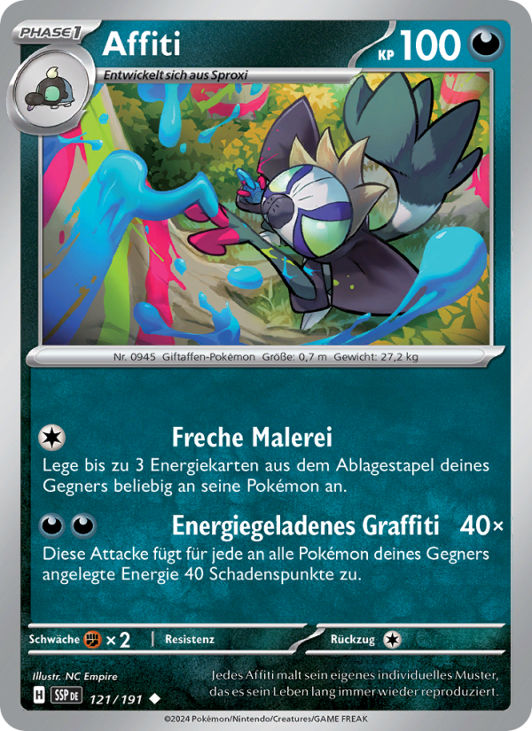 Affiti 121 — Stürmische Funken (German Pokémon TCG card)