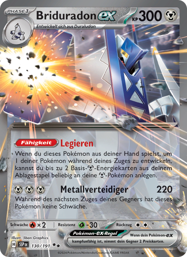 Briduradon-ex 130 — Stürmische Funken (German Pokémon TCG card)