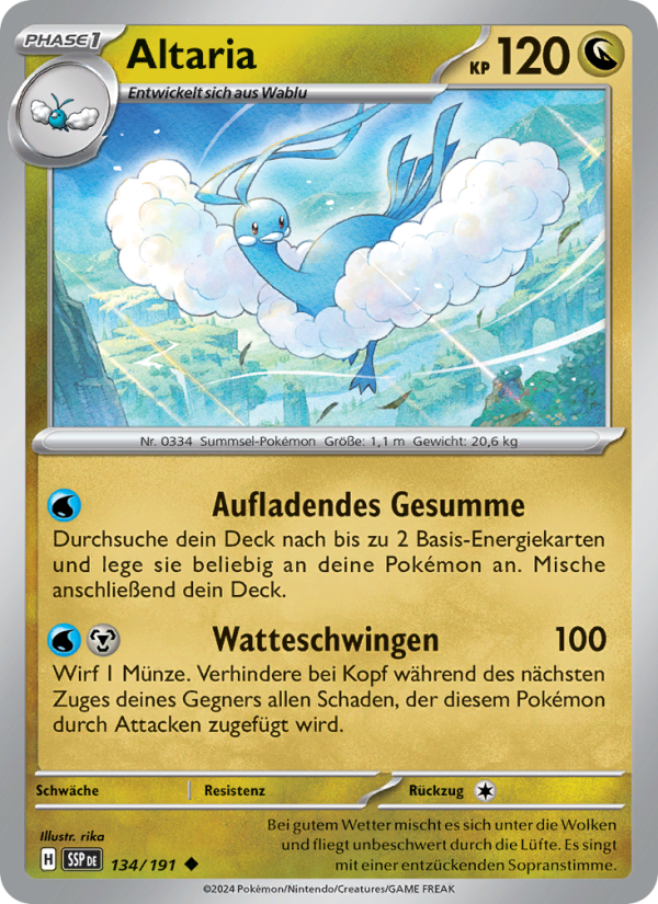Altaria 134 — Stürmische Funken (German Pokémon TCG card)