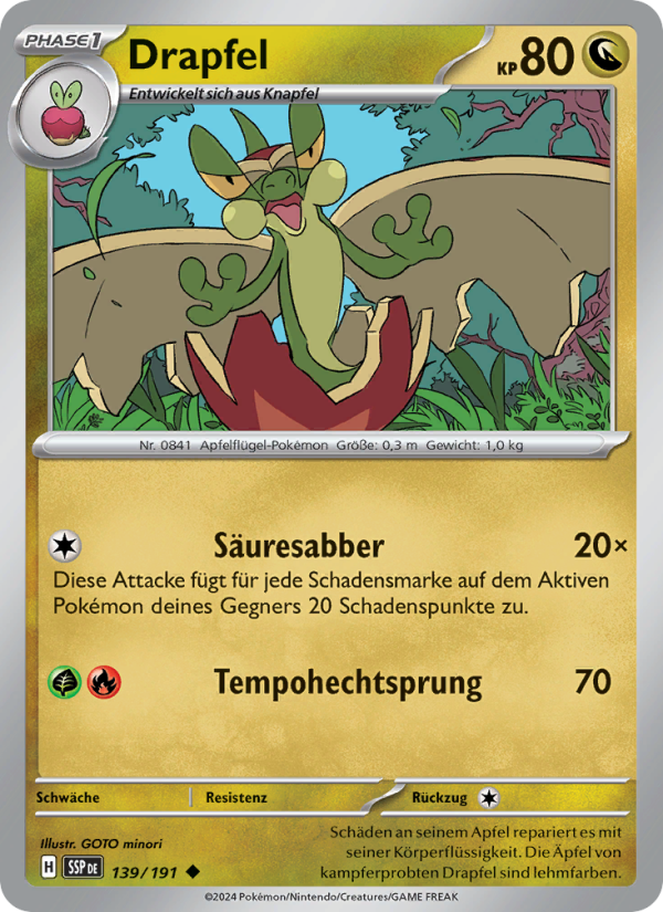 Drapfel 139 — Stürmische Funken (German Pokémon TCG card)