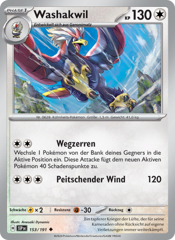 Washakwil 153 — Stürmische Funken (German Pokémon TCG card)