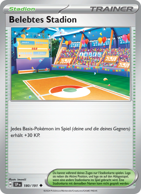 Belebtes Stadion 180 — Stürmische Funken (German Pokémon TCG card)