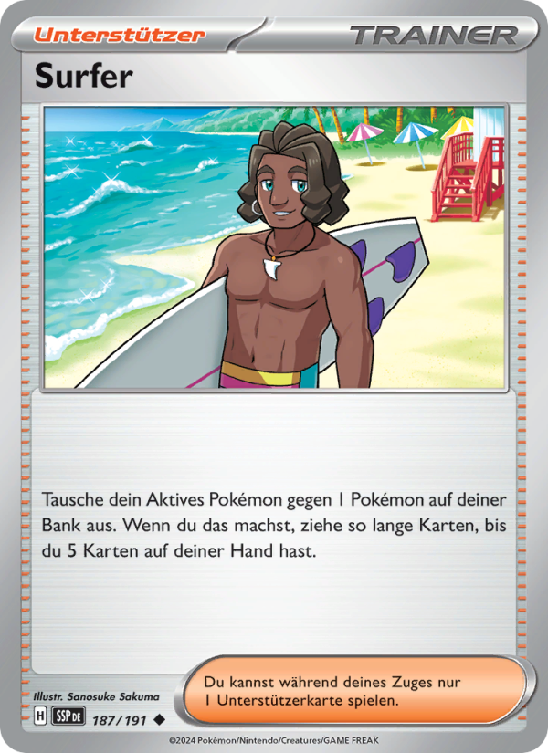 Surfer 187 — Stürmische Funken (German Pokémon TCG card)