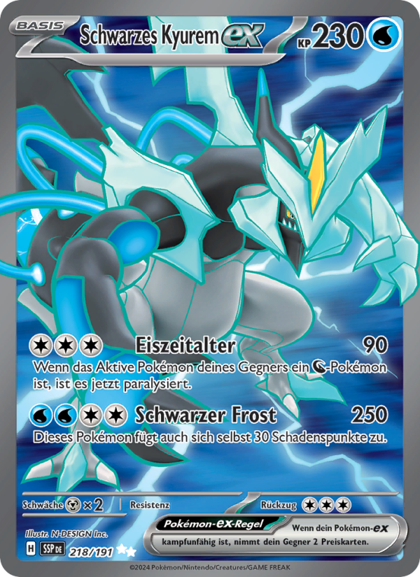 Schwarzes Kyurem-ex 218 — Stürmische Funken (German Pokémon TCG card)