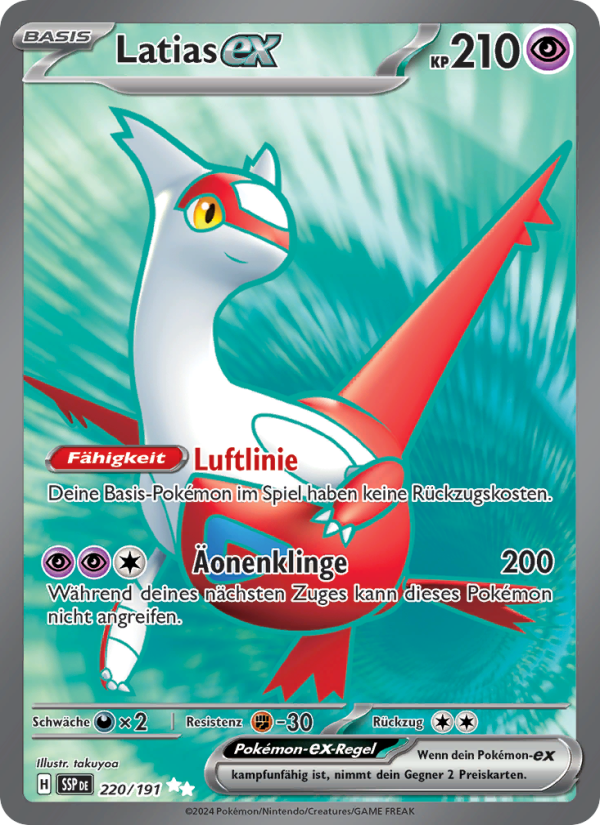 Latias-ex 220 — Stürmische Funken (German Pokémon TCG card)