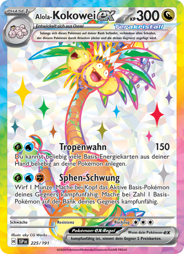 Alola-Kokowei-ex 225 — Stürmische Funken (German Pokémon TCG card)