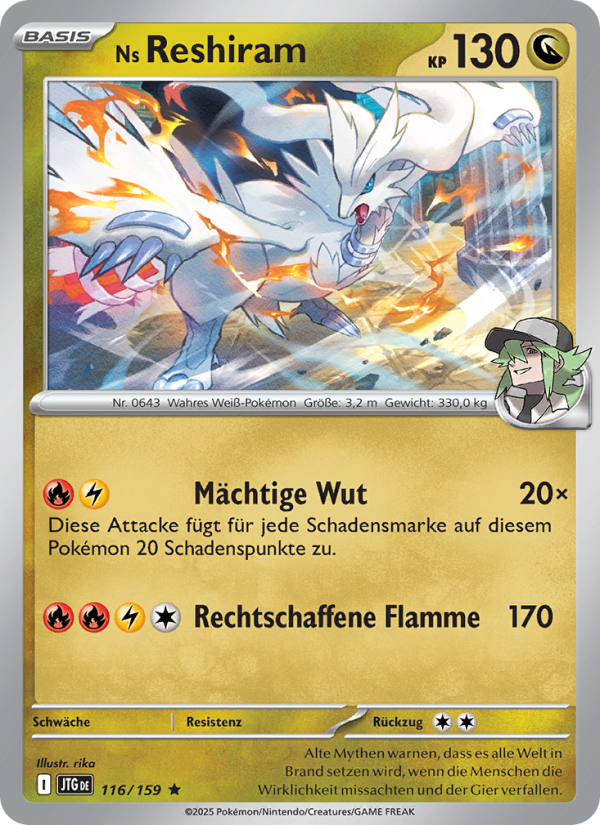 Ns Reshiram 116 — Journey Together (German Pokémon TCG card)