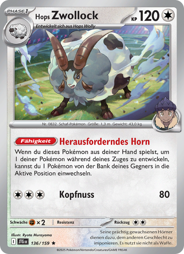 Hops Zwollock 136 — Reisegefährten (German Pokémon TCG card)