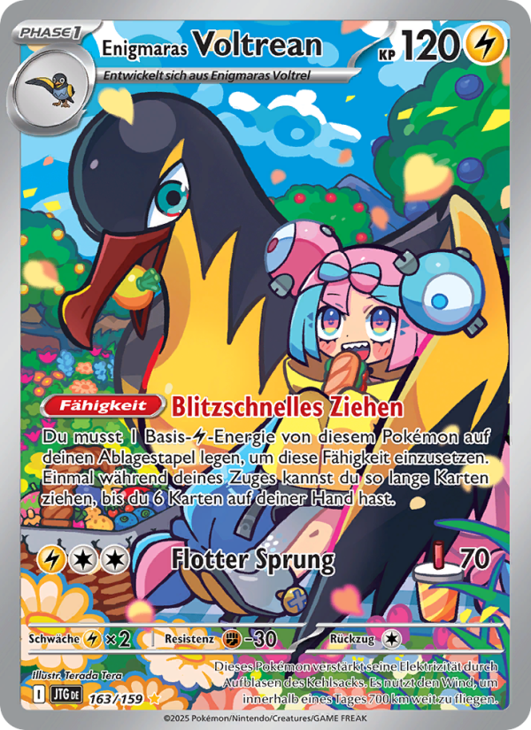 Enigmaras Voltrean 163 — Reisegefährten (German Pokémon TCG card)