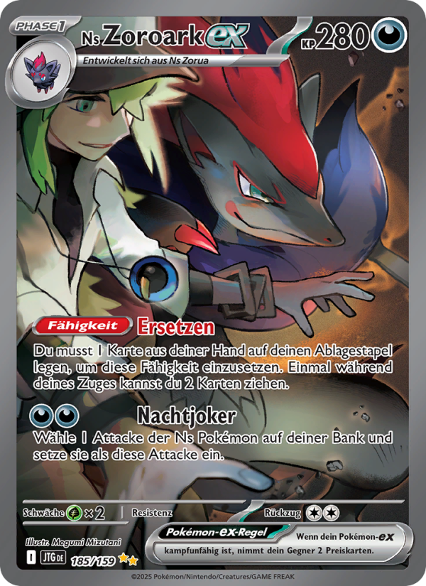 Ns Zoroark-ex 185 — Reisegefährten (German Pokémon TCG card)