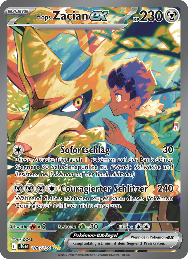 Hops Zacian-ex 186 — Reisegefährten (German Pokémon TCG card)