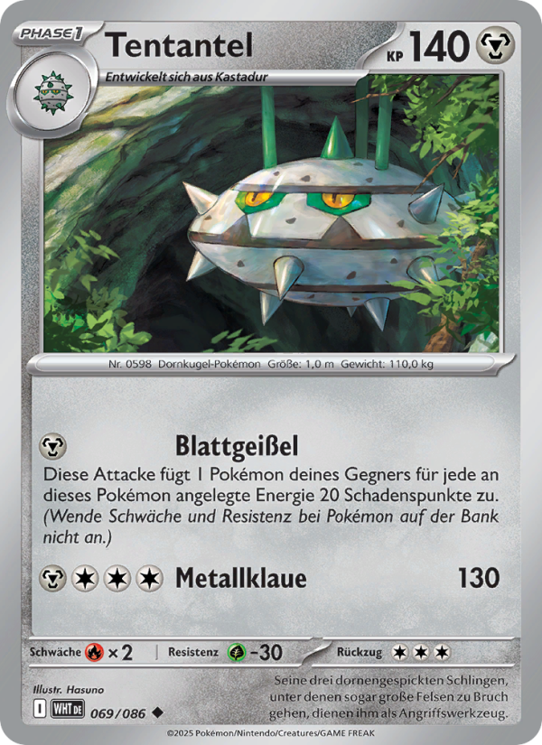 Tentantel 069 — Weiße Flammen (German Pokémon TCG card)