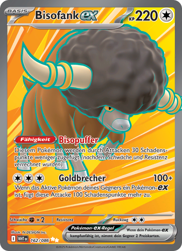 Bisofank-ex 162 — Weiße Flammen (German Pokémon TCG card)