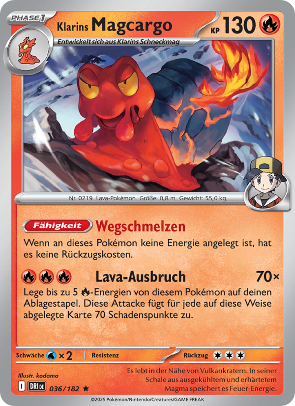 Klarins Magcargo 036 — Ewige Rivalen (German Pokémon TCG card)