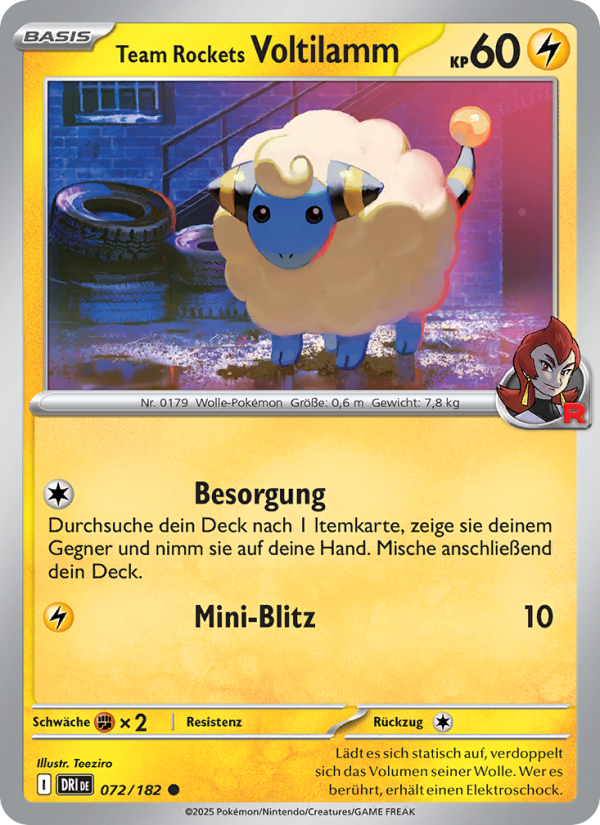 Team Rockets Voltilamm 072 — Ewige Rivalen (German Pokémon TCG card)