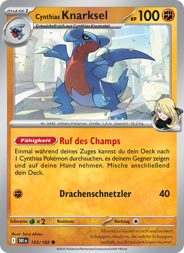 Cynthias Knarksel 103 — Ewige Rivalen (German Pokémon TCG card)