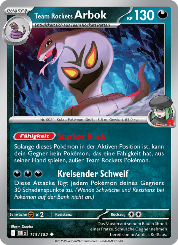 Team Rockets Arbok 113 — Ewige Rivalen (German Pokémon TCG card)