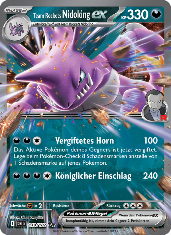 Team Rockets Nidoking-ex 119 — Ewige Rivalen (German Pokémon TCG card)