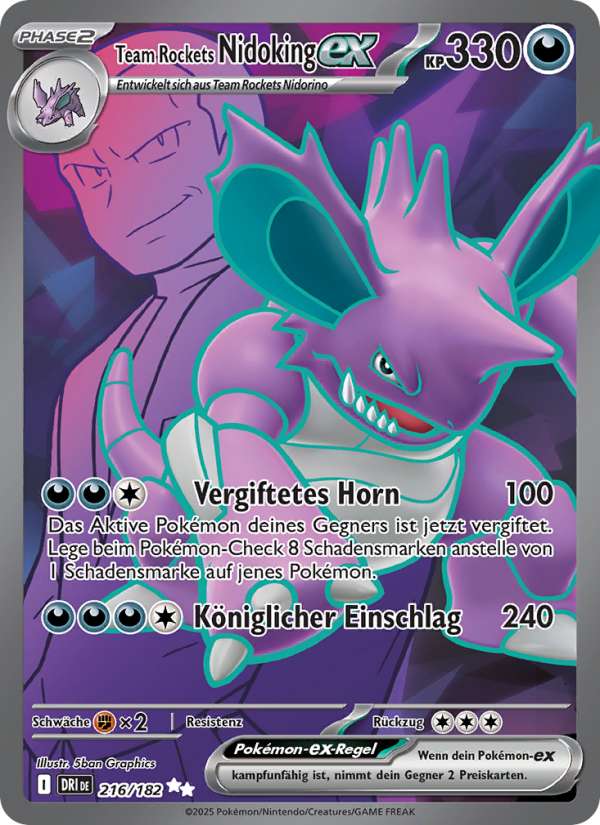 Team Rockets Nidoking-ex 216 — Ewige Rivalen (German Pokémon TCG card)