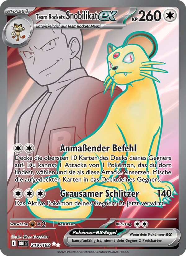 Team Rockets Snobilikat-ex 219 — Ewige Rivalen (German Pokémon TCG card)