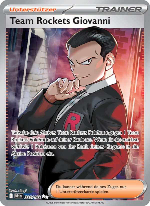 Team Rockets Giovanni 225 — Ewige Rivalen (German Pokémon TCG card)