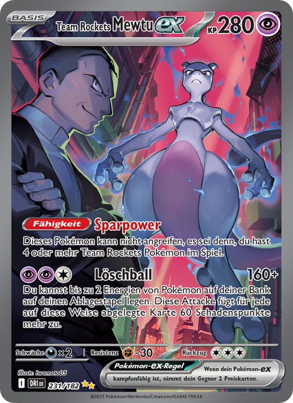 Team Rockets Mewtu-ex 231 — Ewige Rivalen (German Pokémon TCG card)