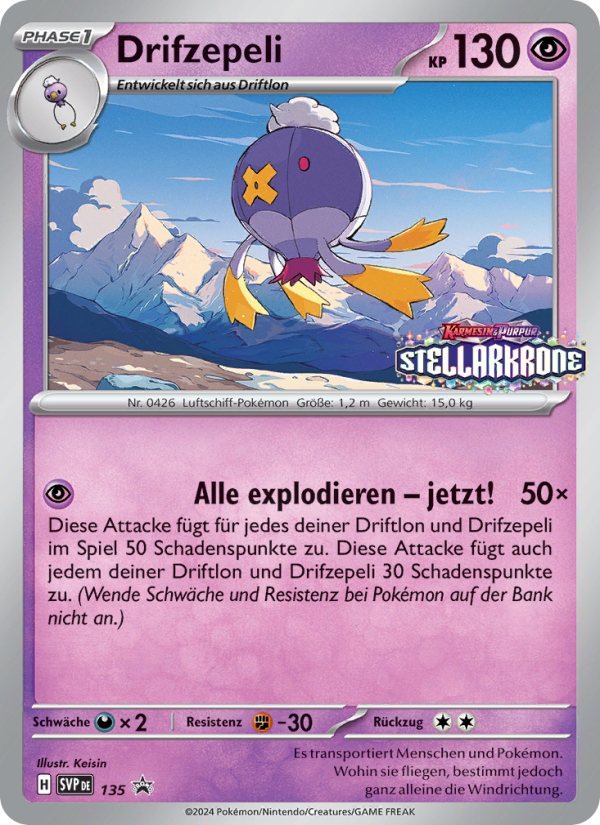 Drifzepeli Pokémon TCG cards