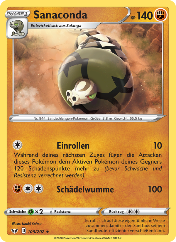 Sanaconda 109 — Schwert & Schild (German Pokémon TCG card)