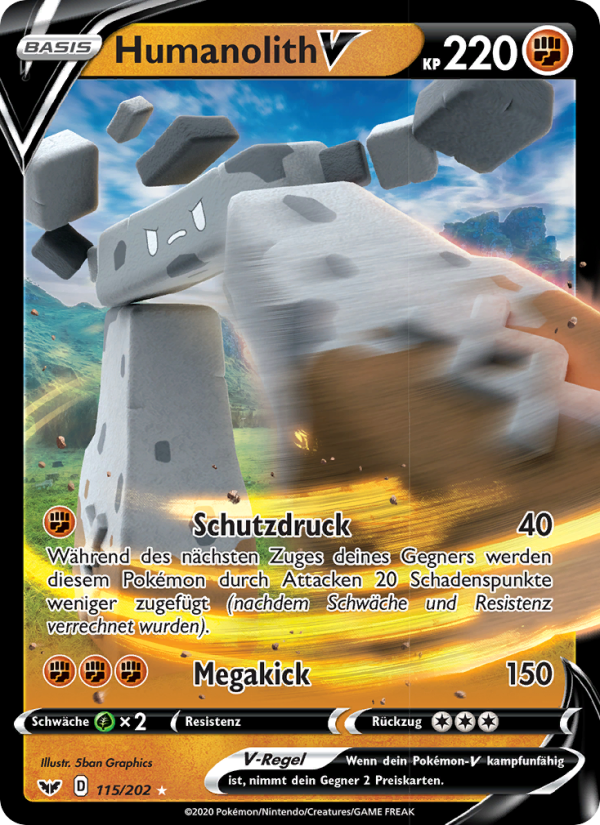 Humanolith V 115 — Schwert & Schild (German Pokémon TCG card)