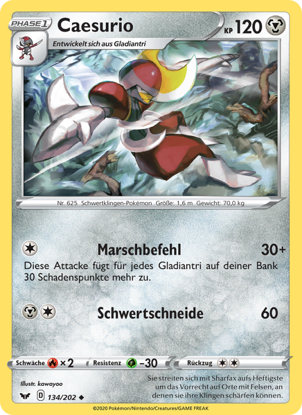 Caesurio 134 — Schwert & Schild (German Pokémon TCG card)