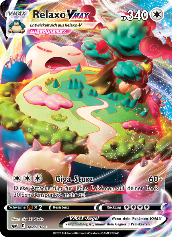 Relaxo VMAX 142 — Schwert & Schild (German Pokémon TCG card)