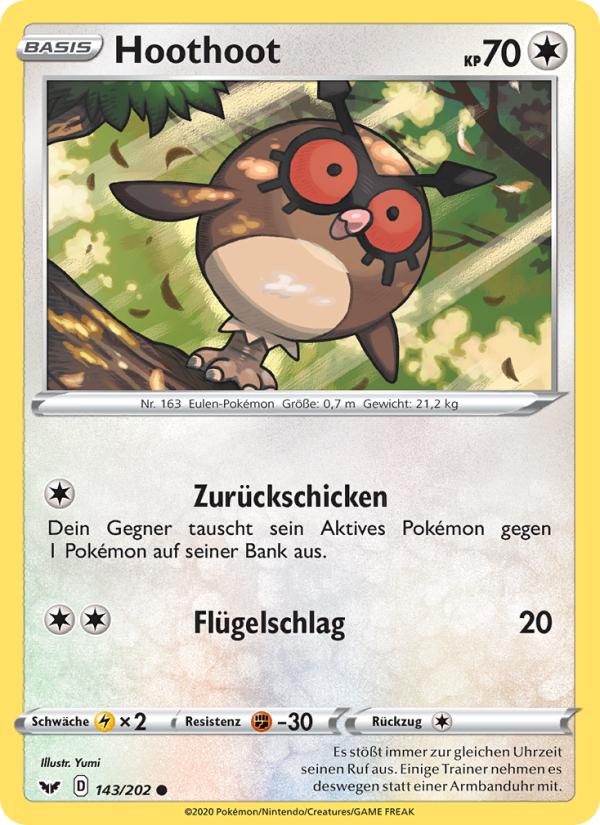 Hoothoot 143 — Schwert & Schild (German Pokémon TCG card)