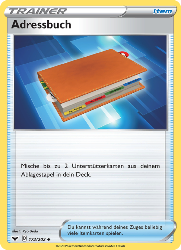 Adressbuch 172 — Schwert & Schild (German Pokémon TCG card)