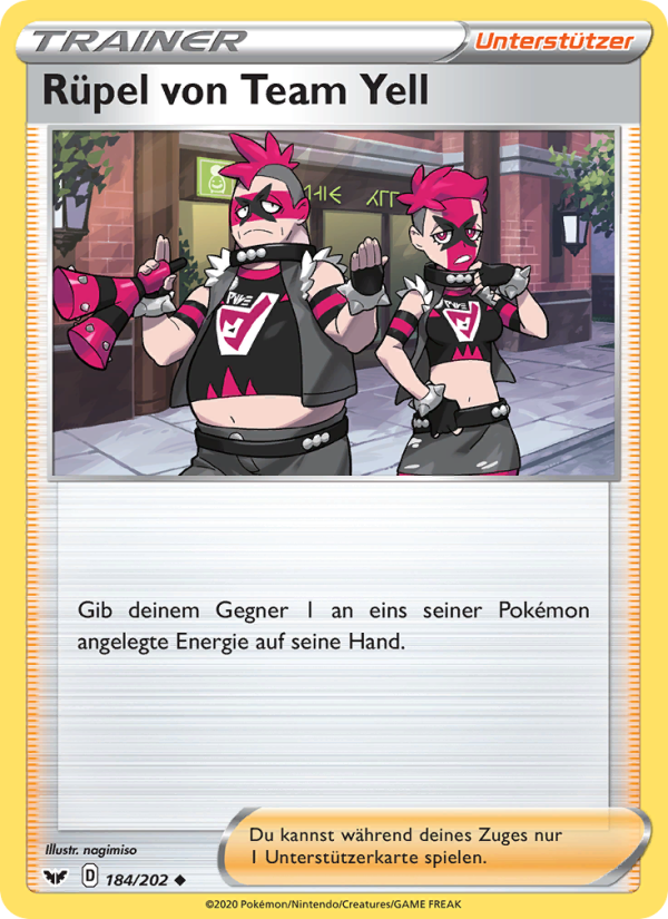 Rüpel von Team Yell 184 — Schwert & Schild (German Pokémon TCG card)