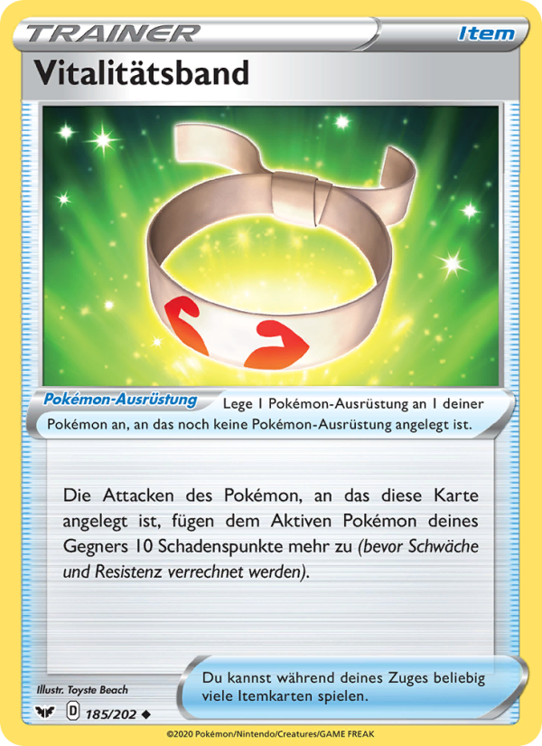 Vitalitätsband 185 — Schwert & Schild (German Pokémon TCG card)