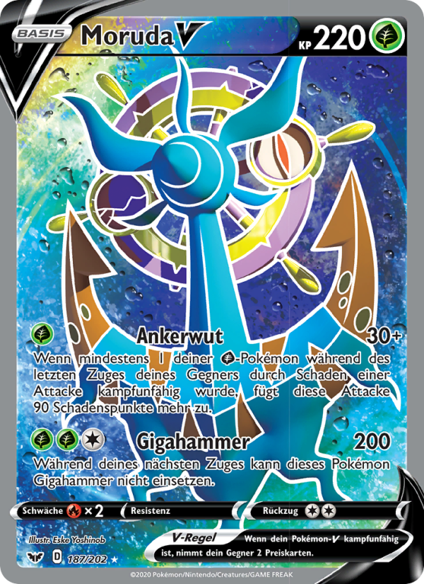 Moruda V 187 — Schwert & Schild (German Pokémon TCG card)