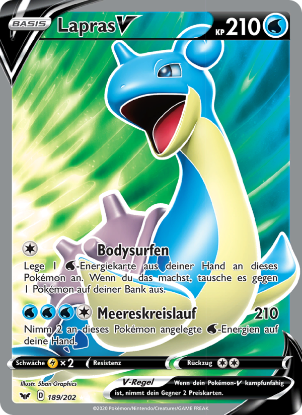 Lapras V 189 — Schwert & Schild (German Pokémon TCG card)