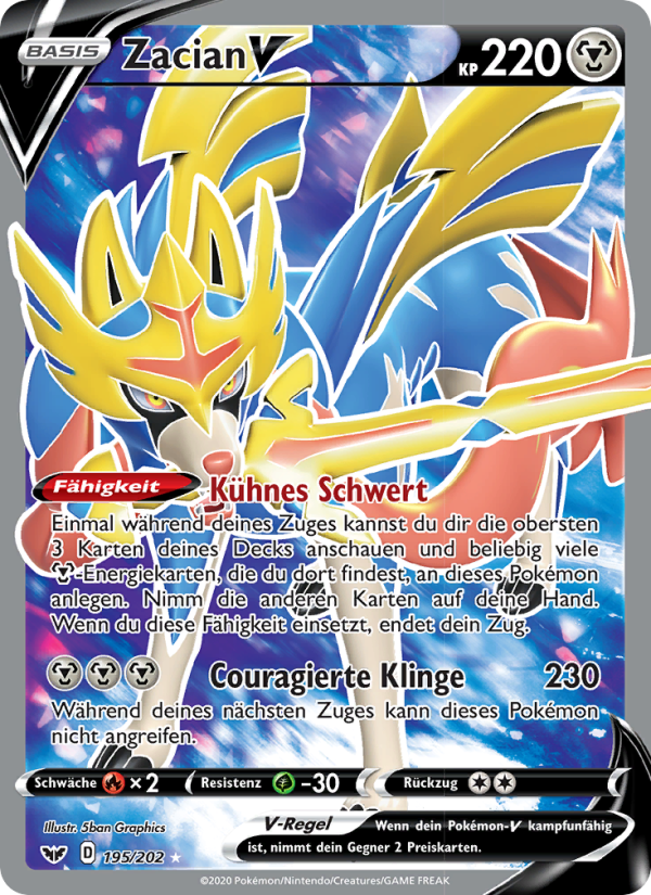 Zacian V 195 — Schwert & Schild (German Pokémon TCG card)