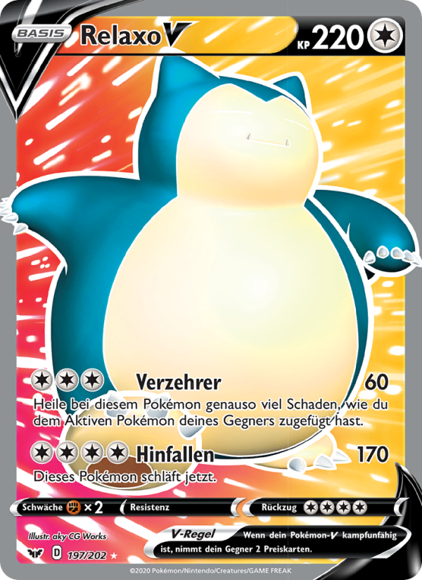 Relaxo V 197 — Schwert & Schild (German Pokémon TCG card)