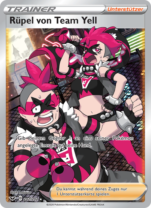 Rüpel von Team Yell 202 — Schwert & Schild (German Pokémon TCG card)