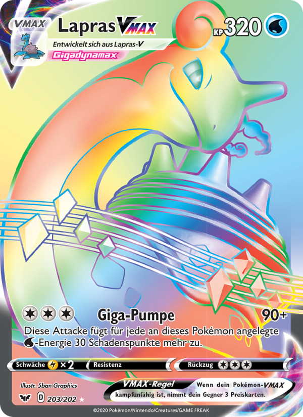 Lapras VMAX 203 — Schwert & Schild (German Pokémon TCG card)